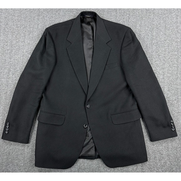Nordstrom Loro Piana Blazer Mens 42L Black Camel Hair Two Button Sport‎ Coat